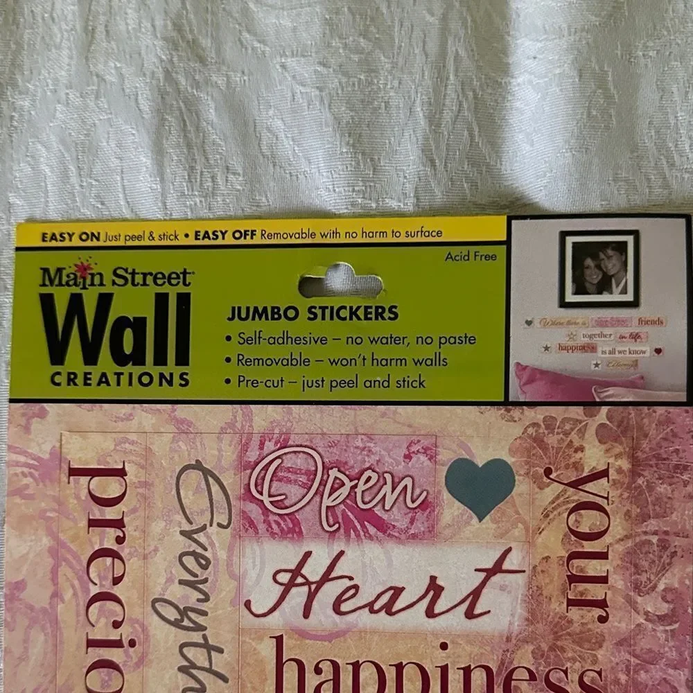 Heartfelt Pink Wall Stickers Set Bridal Love Sentiments Letters